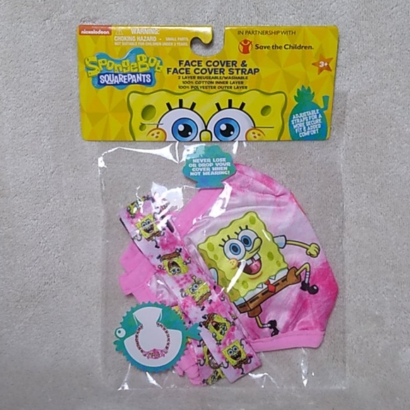 Her Accessories Other - Spongebob Squarepants Face Mask w/Face Mask Strap